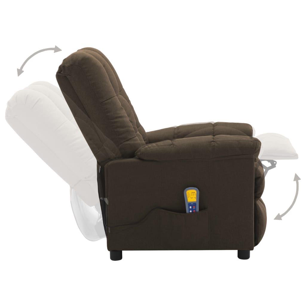 vidaXL Massage Recliner Brown Fabric