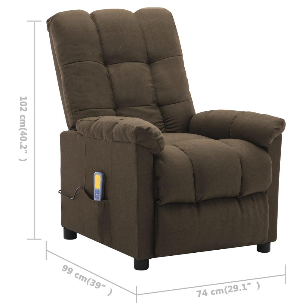 vidaXL Massage Recliner Brown Fabric