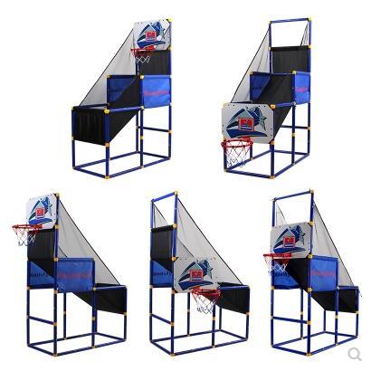 a collage of several basketball hoops