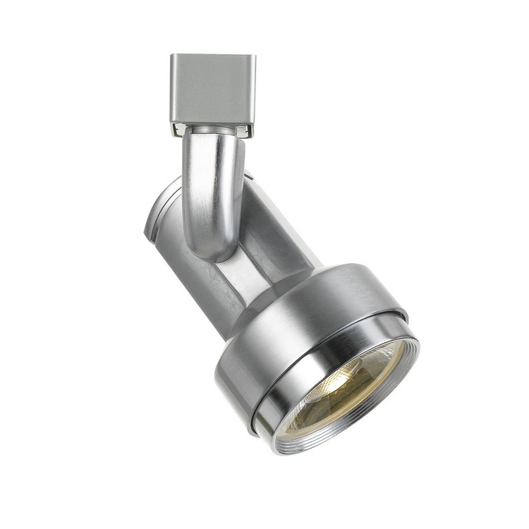 a silver light fixture with a white background