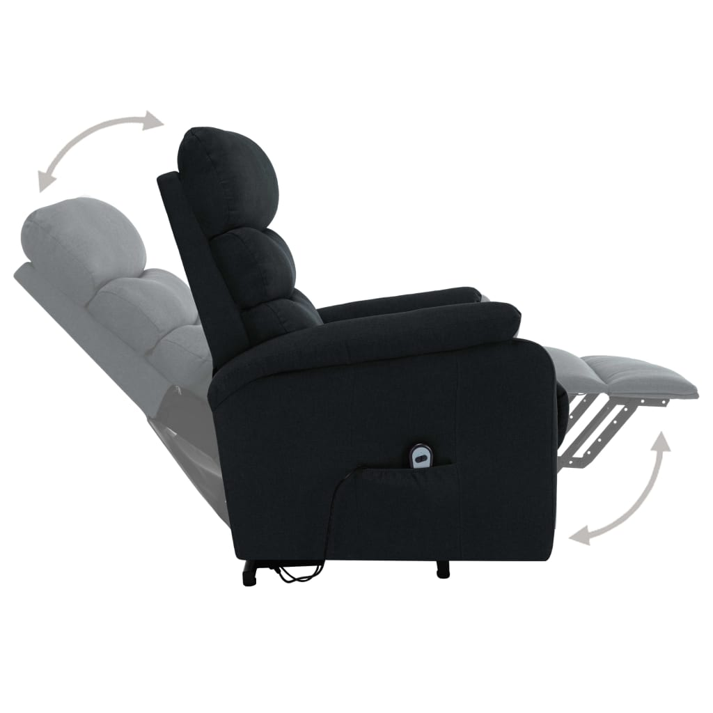 vidaXL Power Lift Massage Recliner Black Fabric