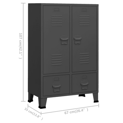 vidaXL Industrial Wardrobe Anthracite 26.4"x13.8"x42.1" Steel