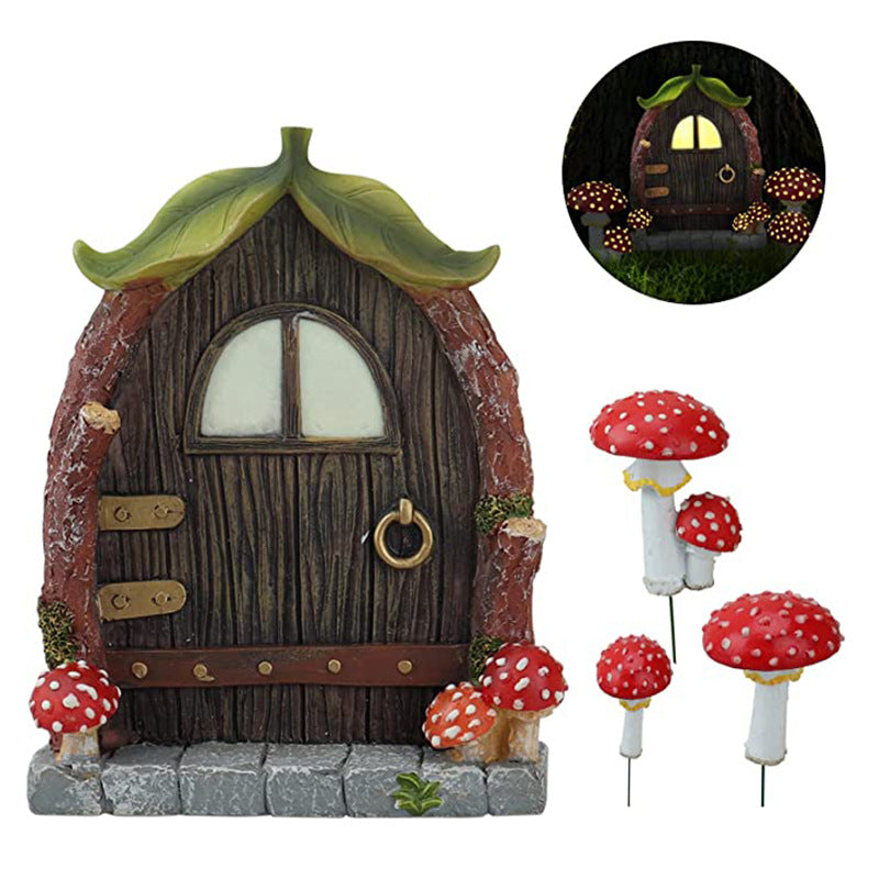 Resin Luminous Mushroom Door And Window Plug-in Creative Garden Decoration