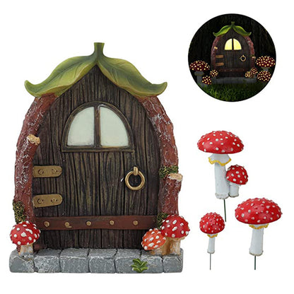 Resin Luminous Mushroom Door And Window Plug-in Creative Garden Decoration