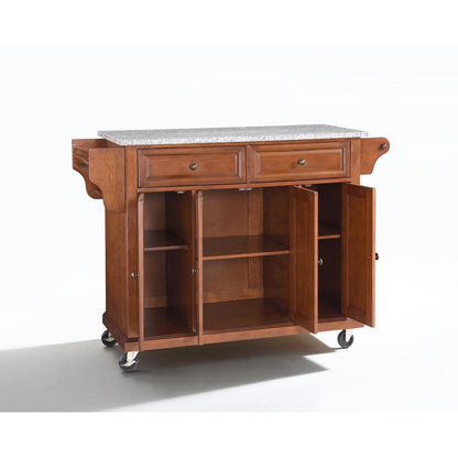 Full Size Granite Top Kitchen Cart Cherry/Gray
