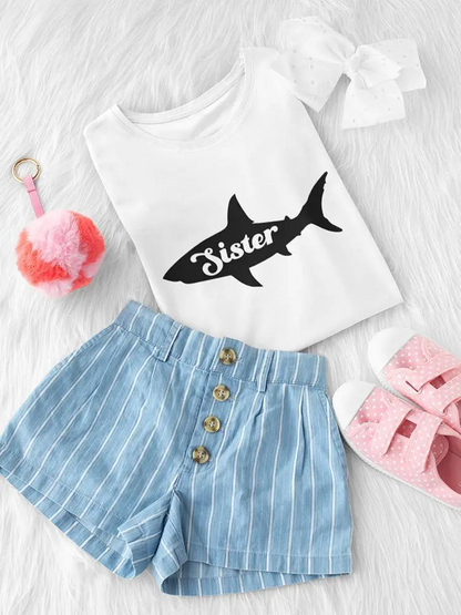 "Sister" Shark Silhouette Toddler's T-shirt