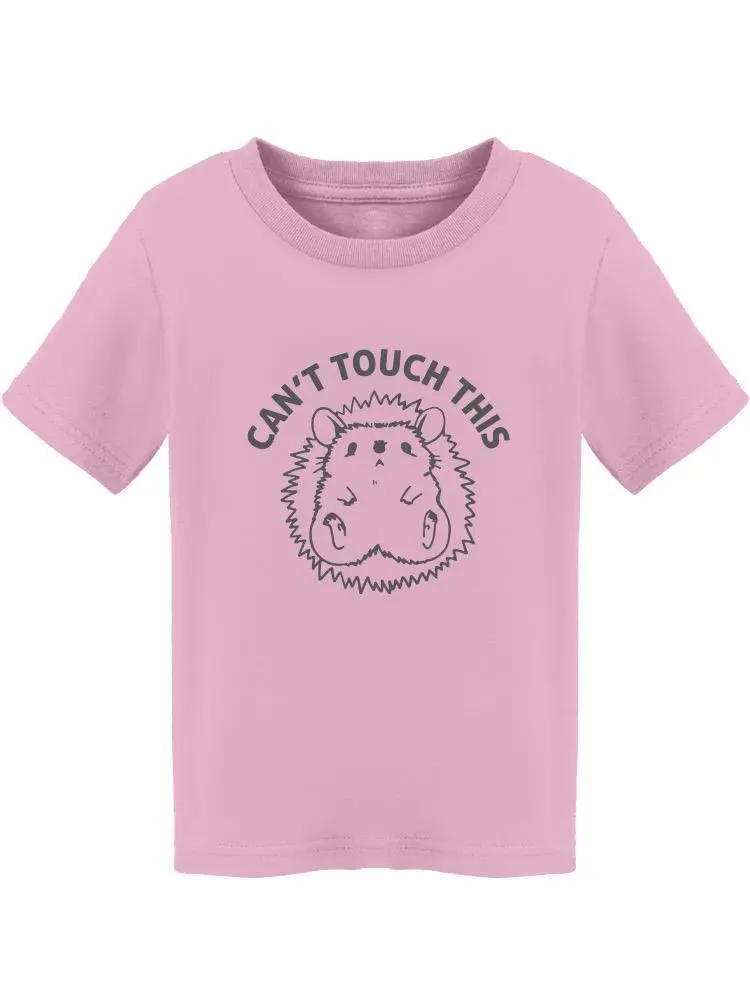 a pink shirt with a cartoon of a hedgehog