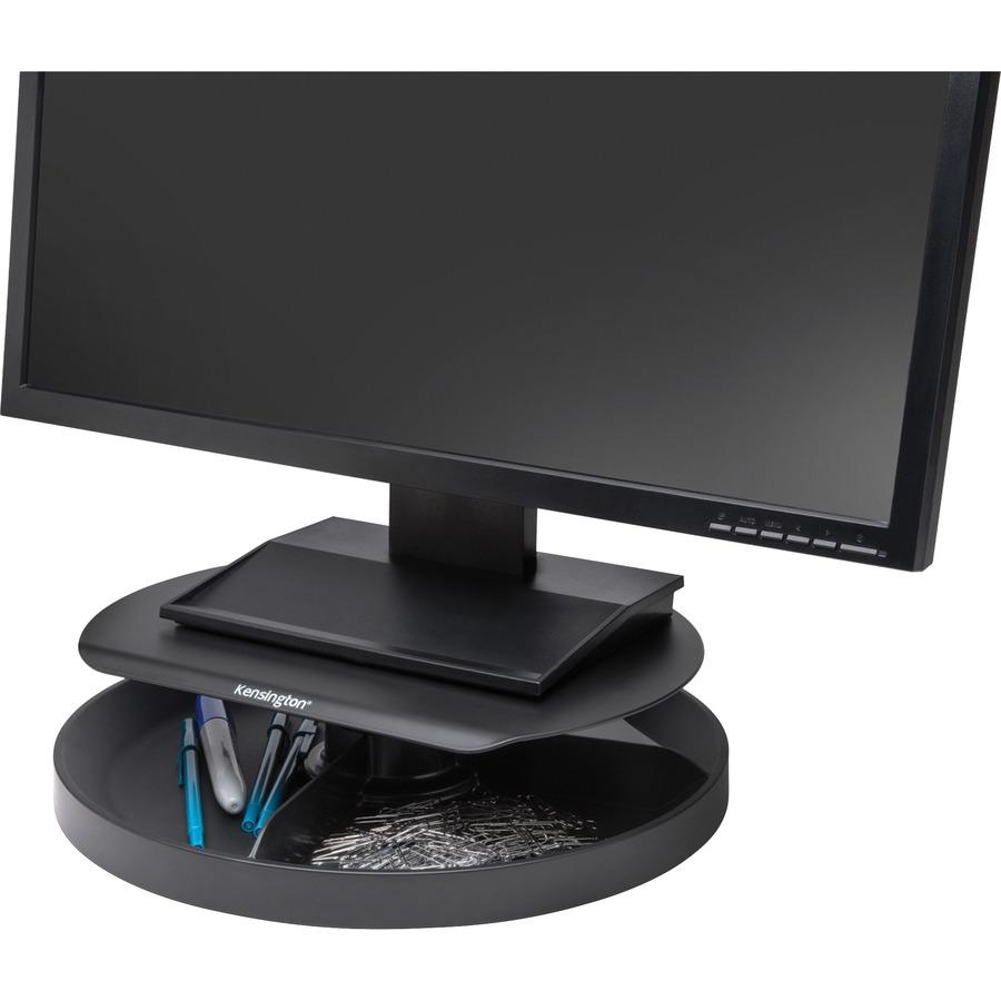 Kensington SmartFit Spin2 Monitor Stand - 40 lb Load Capacity - Flat Panel Display Type Supported - 3.1" Height x 12.6" Width x 12.6" Depth - Desktop - Black - Ergonomic