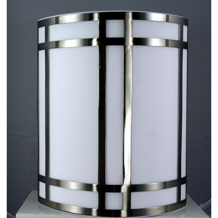 a white and silver lamp shade