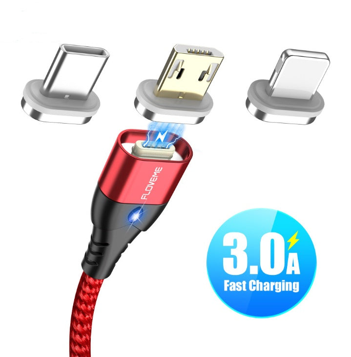 a red and black cord with different types of usb plugs