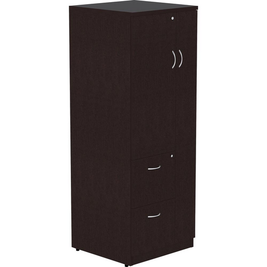 Lorell Essentials Laminate Tall Storage Cabinet - 2-Drawer - 23.6" x 23.6" x 65.6" Cabinet - 2 x File Drawer(s) - 1 Door(s) - 2 Shelve(s) - Material: Laminate, Medium Density Fiberboard (MDF), Particl