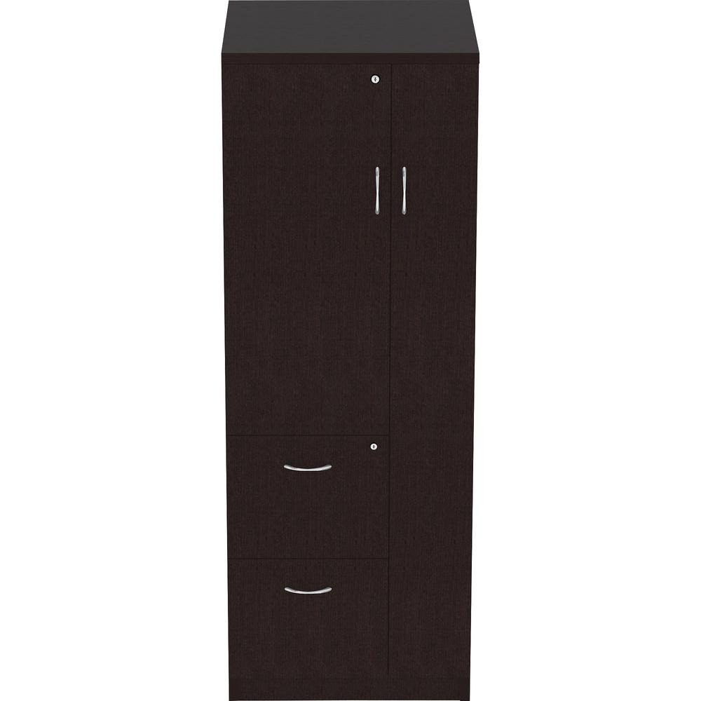 a black cabinet with silver handles