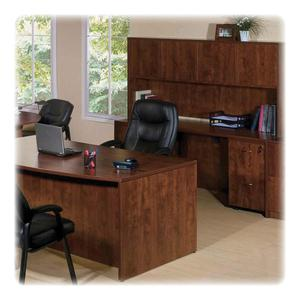 Lorell Essentials Series Stack-on Hutch with Doors - 59" x 14.8" x 36" - 3 Door(s) - Finish: Cherry, Laminate - Cord Management