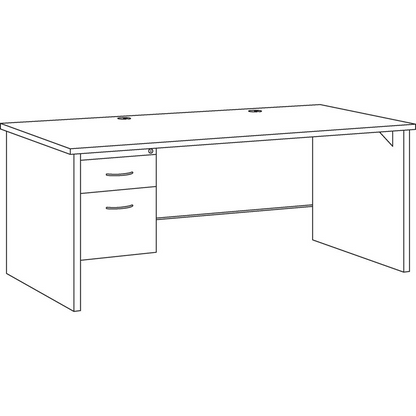 Lorell Mahogany Laminate/Charcoal Modular Desk Series Pedestal Desk - 2-Drawer - 72" x 36" , 1.1" Top - 2 x Box, File Drawer(s) - Single Pedestal on Left Side - Material: Steel - Finish: Mahogany Lami