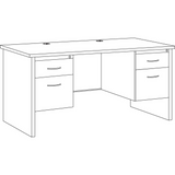Lorell Mahogany Laminate/Charcoal Modular Desk Series Pedestal Desk - 2-Drawer - 60" x 30" , 1.1" Top - 2 x Box, File Drawer(s) - Double Pedestal - Material: Steel - Finish: Mahogany Laminate, Charcoa