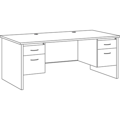 Lorell Mahogany Laminate/Charcoal Modular Desk Series Pedestal Desk - 2-Drawer - 72" x 36" , 1.1" Top - 2 x Box, File Drawer(s) - Double Pedestal - Material: Steel - Finish: Mahogany Laminate, Charcoa
