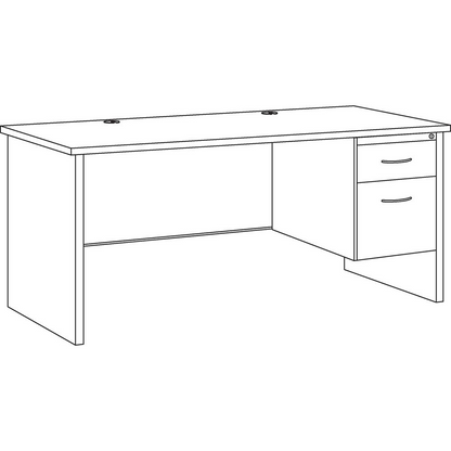 Lorell Fortress Modular Series Right-Pedestal Desk - 66" x 30" , 1.1" Top - 2 x Box, File Drawer(s) - Single Pedestal on Right Side - Material: Steel - Finish: Mahogany Laminate, Charcoal - Scratch Re