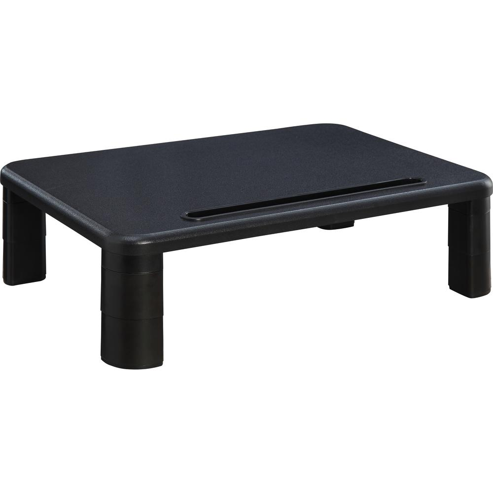 Lorell Height-Adjustable Monitor Riser - 4" Height x 19.8" Width - Desktop - Black