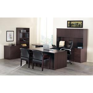 a desk and chairs in an office