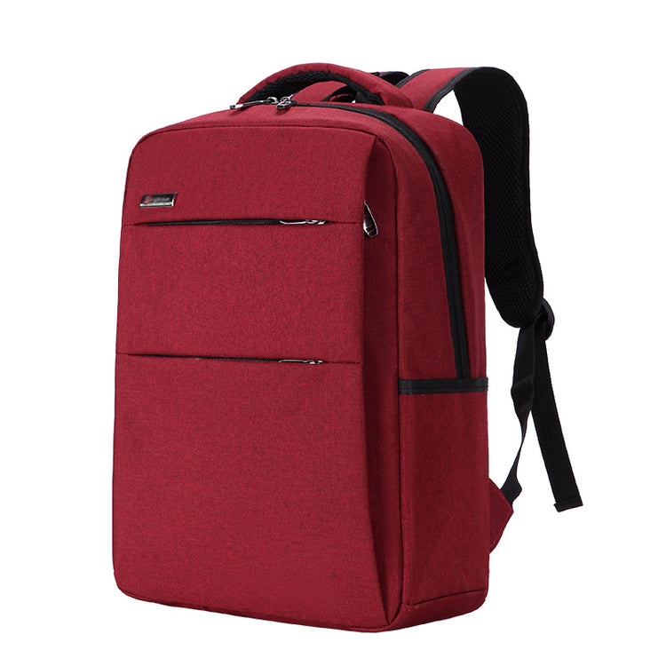 a red backpack with black straps