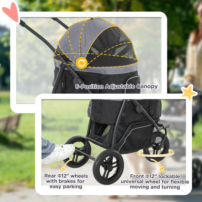 1 Pet Jogging Stroller for Small Dogs and Cats with Detachable Carrier