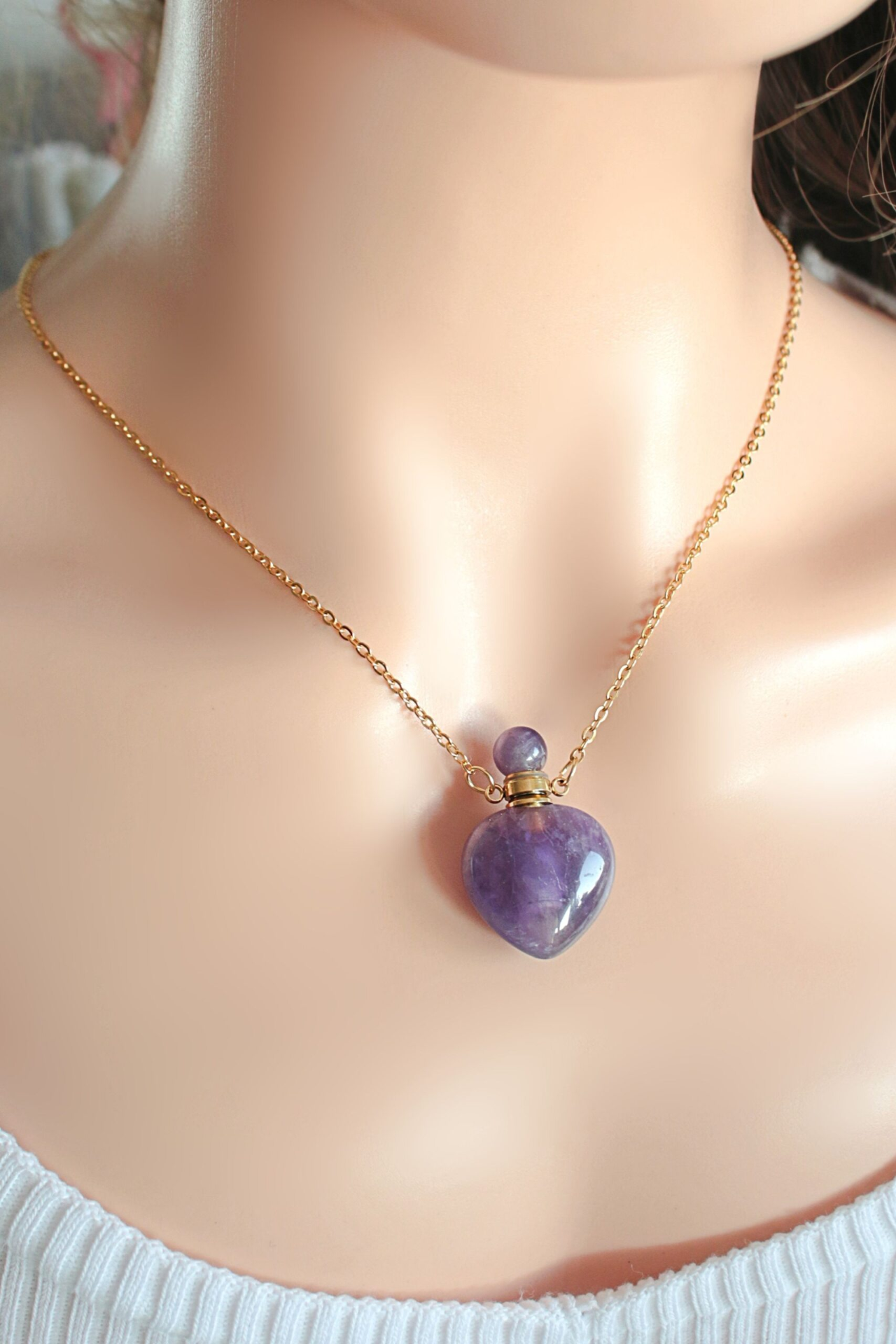 Heart Crystals Bottles | 24K Natural Crystals Bottle Necklaces