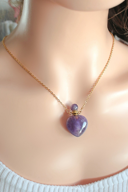 Heart Crystals Bottles | 24K Natural Crystals Bottle Necklaces