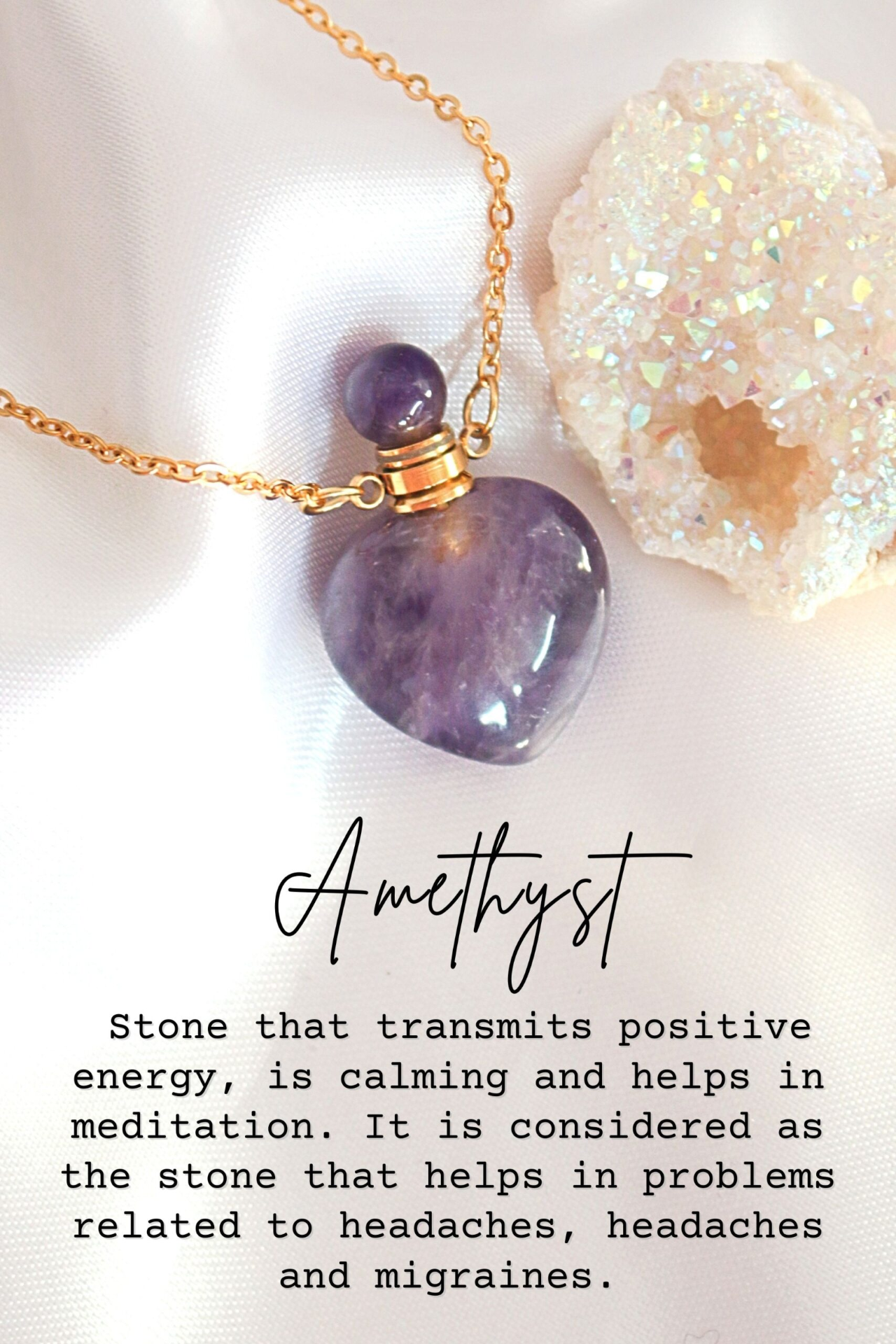 Heart Crystals Bottles | 24K Natural Crystals Bottle Necklaces