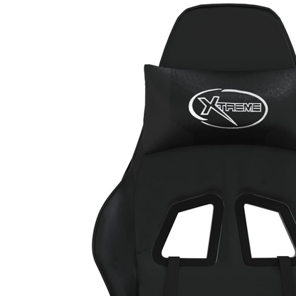 vidaXL Gaming Chair with Footrest Black Faux Leather