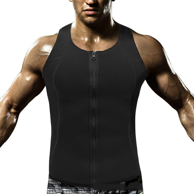 a man wearing a black vest
