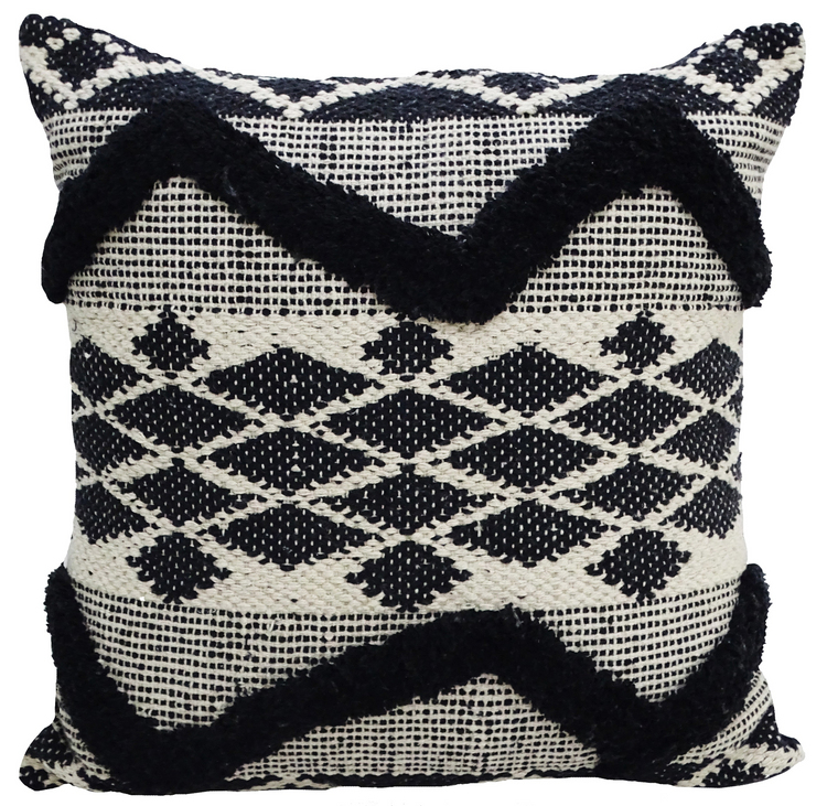 a black and white pillow