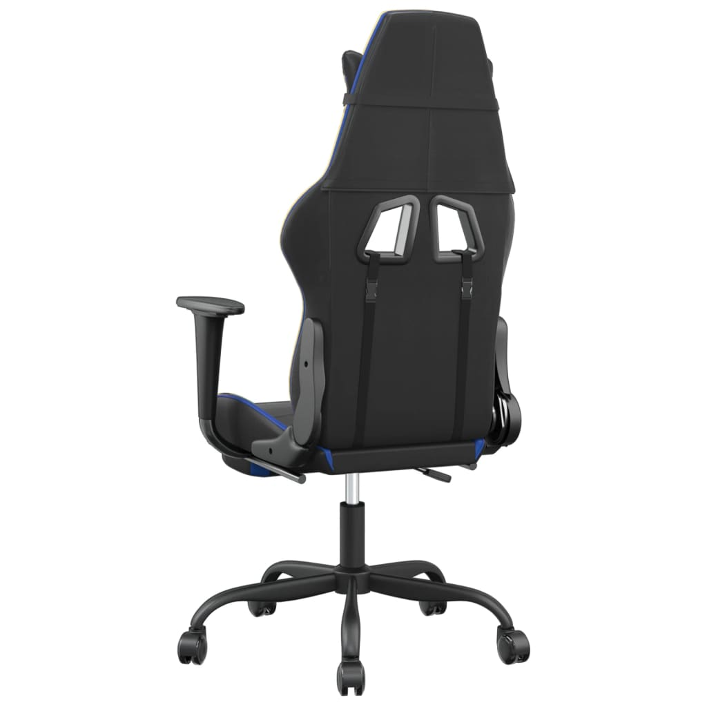 vidaXL Massage Gaming Chair with Footrest Black&Blue Faux Leather
