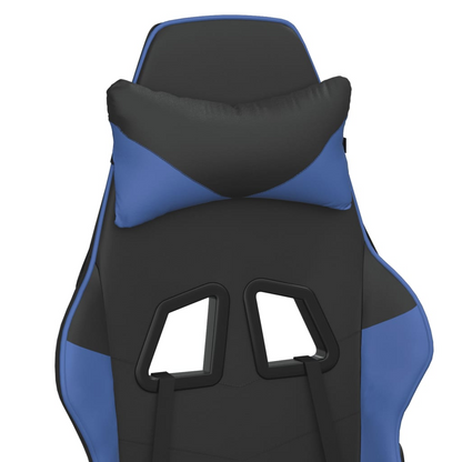 vidaXL Massage Gaming Chair with Footrest Black&Blue Faux Leather