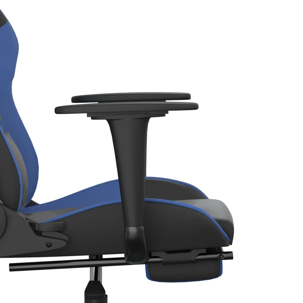 vidaXL Massage Gaming Chair with Footrest Black&Blue Faux Leather
