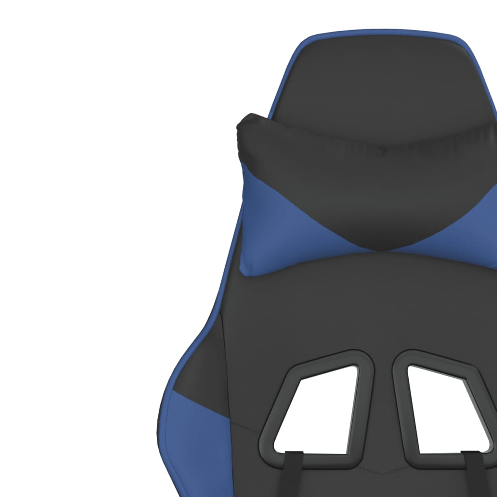 vidaXL Massage Gaming Chair with Footrest Black&Blue Faux Leather