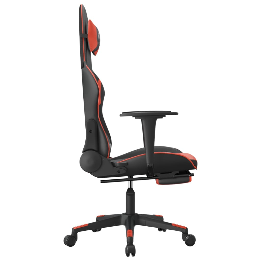 vidaXL Massage Gaming Chair with Footrest Black&Red Faux Leather