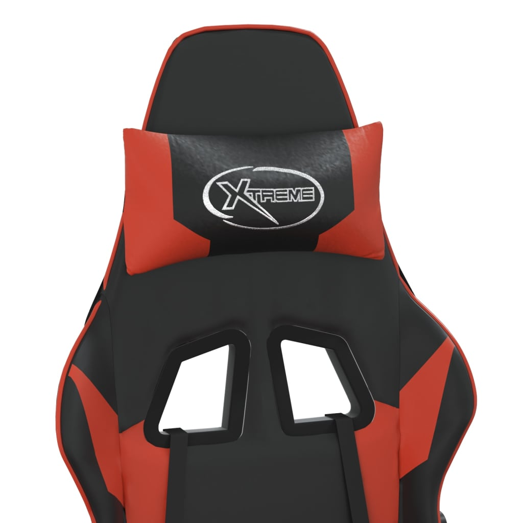 vidaXL Massage Gaming Chair with Footrest Black&Red Faux Leather