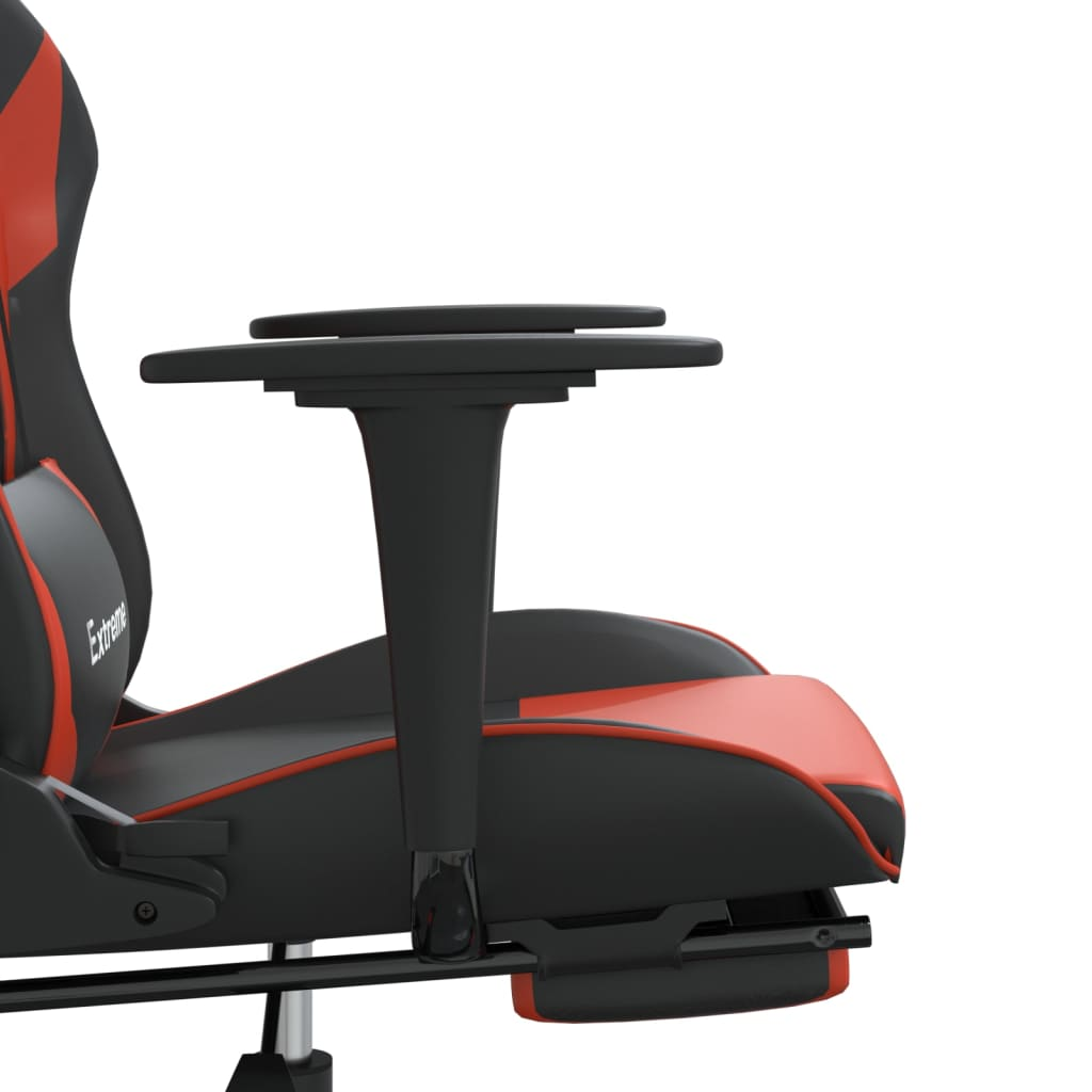 vidaXL Massage Gaming Chair with Footrest Black&Red Faux Leather