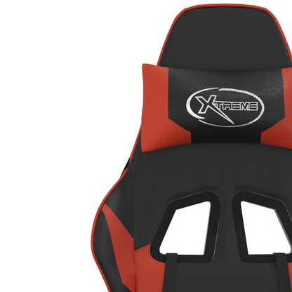 vidaXL Massage Gaming Chair with Footrest Black&Red Faux Leather