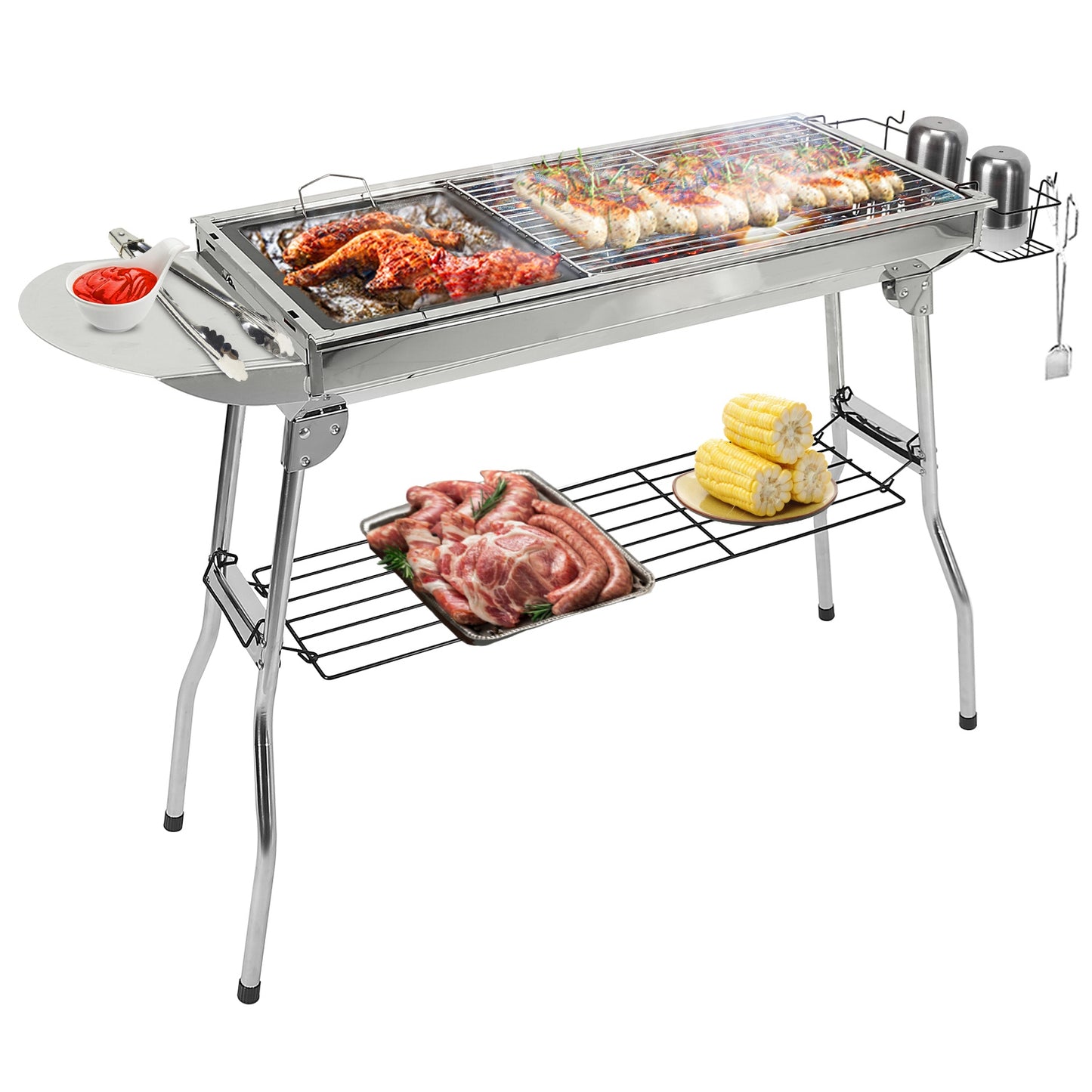 1Pc Foldable BBQ Grill Portable Charcoal Barbeque Grill Stainless Steel BBQ Grill For Picnic Camping Yard Cooking Fedex Shipping