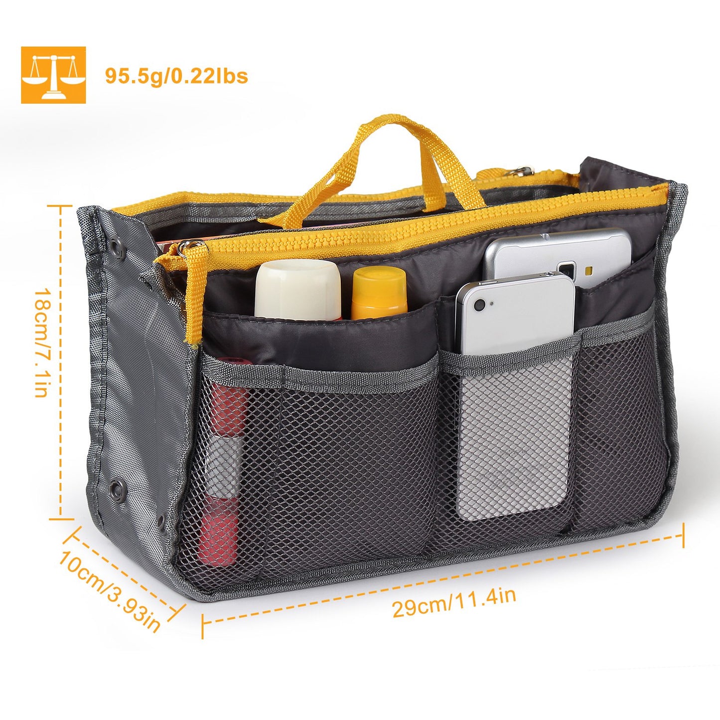 Women Lady Travel Insert Handbag Organizer Makeup Bags Toiletry Purse Liner With Hand Strap