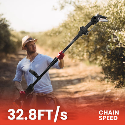 1Set 3-in-1 Cordless Electric Pole Saw Mini Chainsaw Grass Trimmer Kit With Adjustable Length 2Pcs 21V 1500mAh Batteries 4in 6in Chains Saw Blade 5Pcs Plastic Blades Fedex Shipping