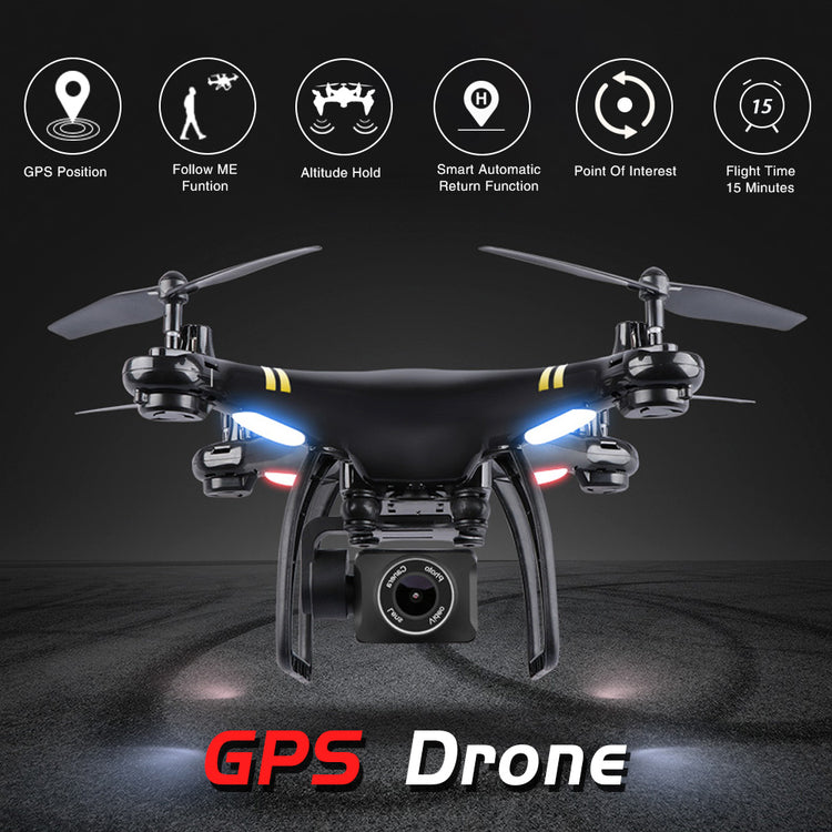 a drone with camera and text