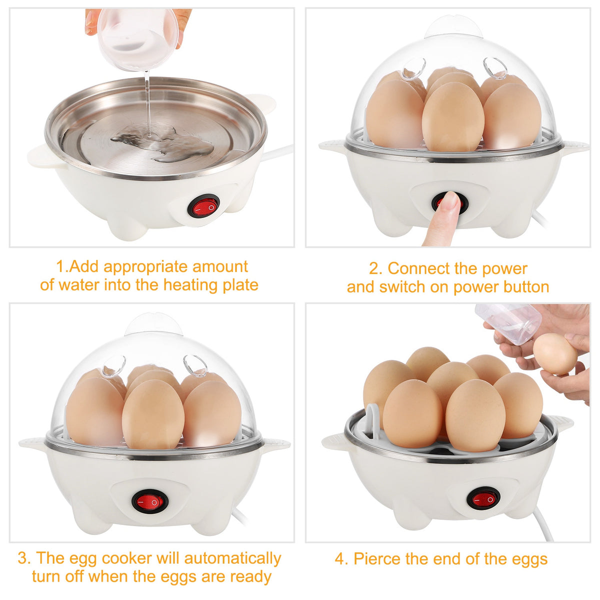 a collage of eggs in a steamer