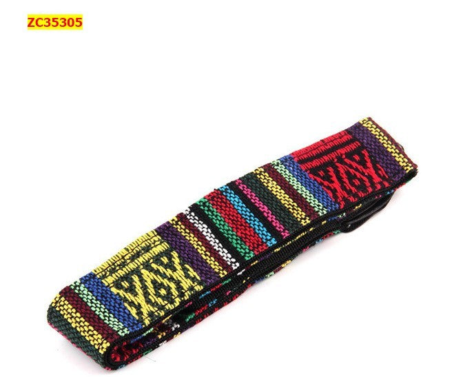 a colorful strap with a black strap