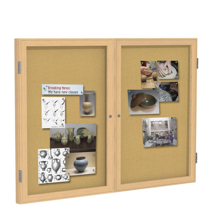 a cork board with pictures on it