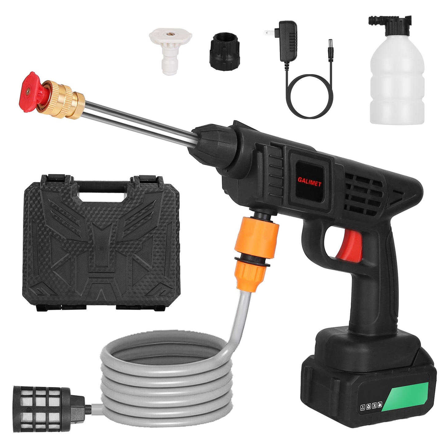 Cordless Pressure Washer Portable Electric Power Washer High Pressure Water Sprayer 363PSI Car Washer Cleaner With 12000mAh 48V Rechargeable Battery And Charger 2 Nozzles