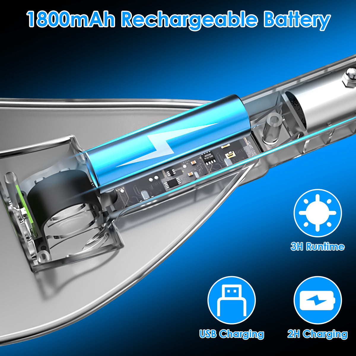 a battery with a blue background