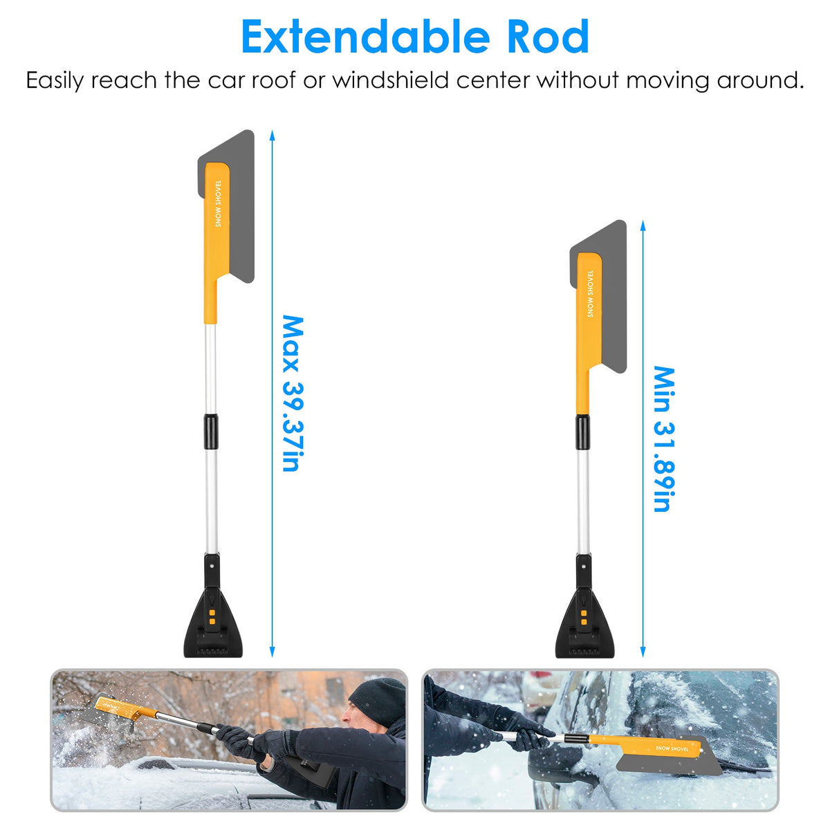 a collage of a snow shovel