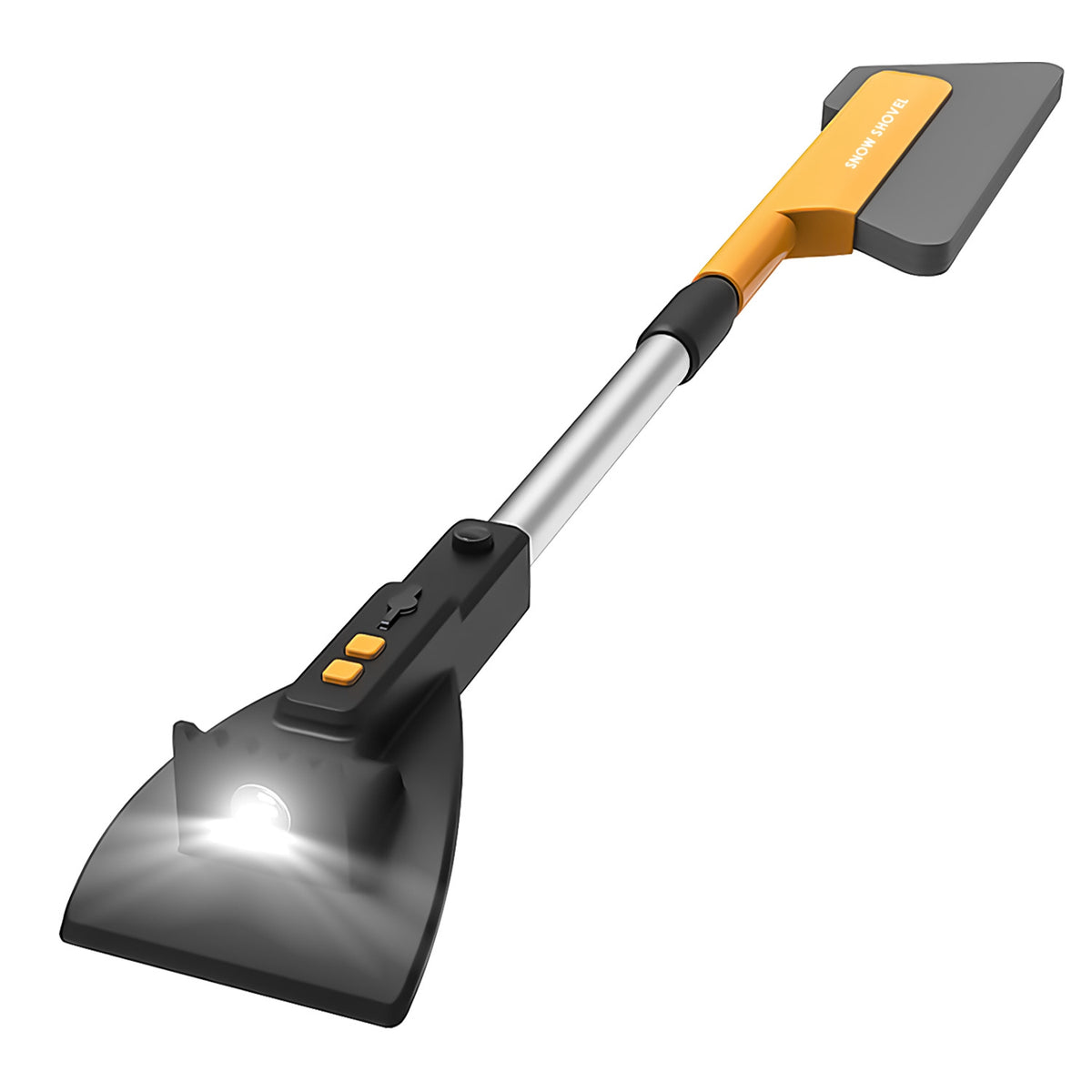 a snow shovel with a light on it